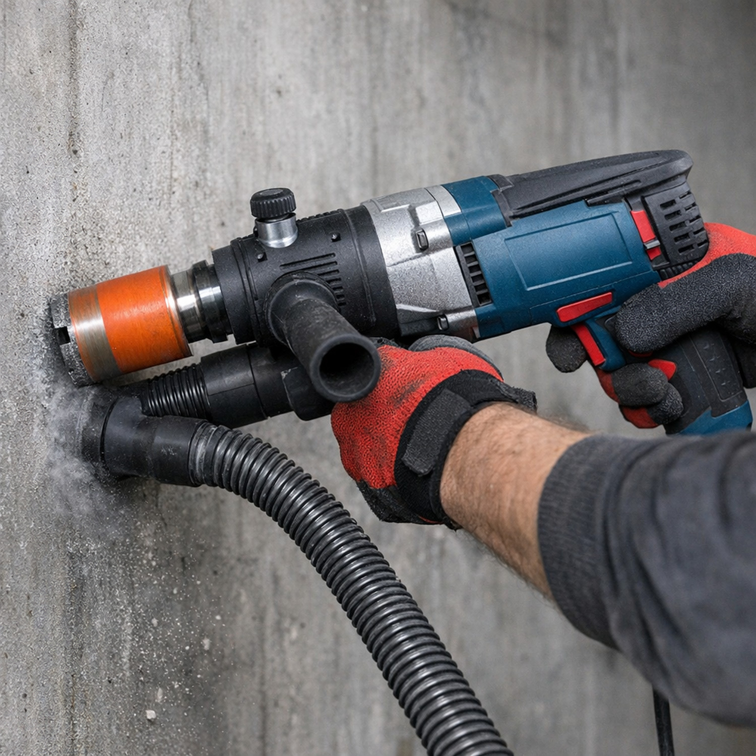 Сухое алмазное сверление с микроударом и пылеудалением